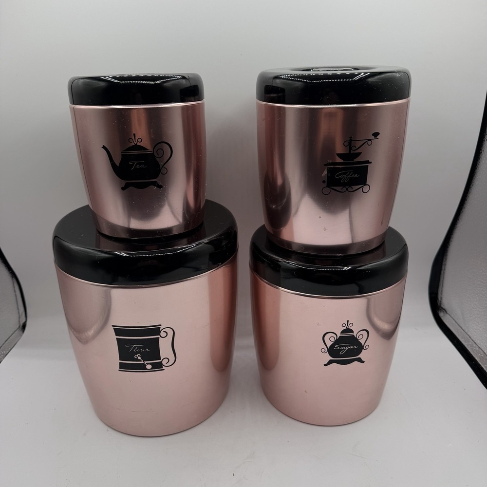 Vintage West Bend Copper Aluminum Canisters Set 4 pcs USA MCM Kitchy Grandmacore